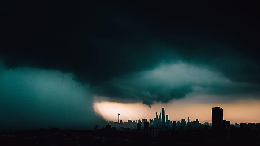 Cities, City, Building, Silhouettes, Storm, Cloud HD wallpaper