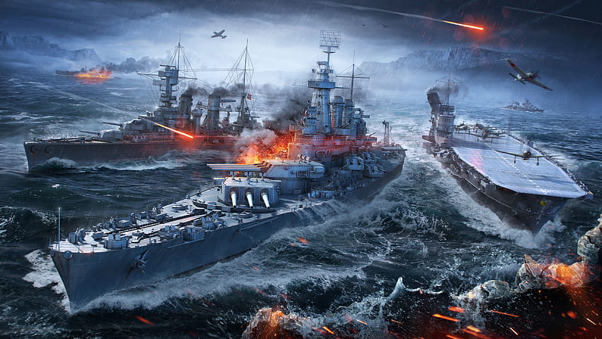 Video oyunu, savaş gemileri, gemiler, World of Warships HD duvar kağıdı