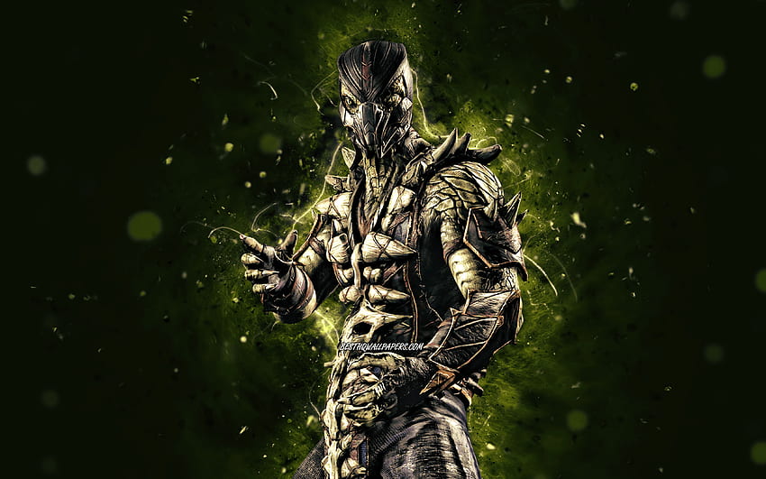 Reptile, , grüne Neonlichter, Mortal Kombat Mobile, Kampfspiele, MK Mobile, kreativ, Mortal Kombat, Reptile Mortal Kombat HD-Hintergrundbild