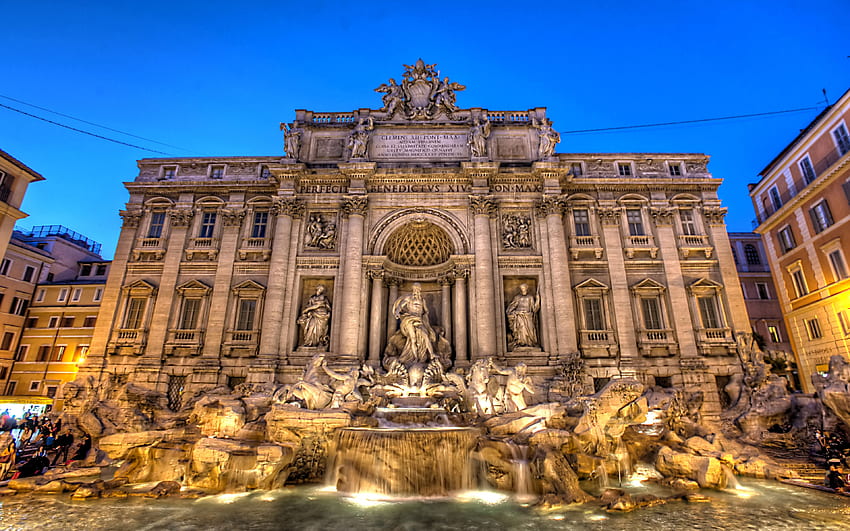 Trevi Fountain and Background, Roman Legend HD wallpaper
