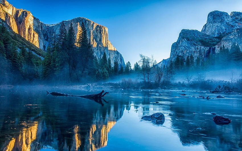 Plan d'eau, parc national de Yosemite, chutes de Yosemite Fond d'écran HD
