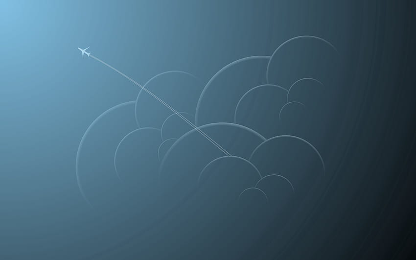 nuvens, vetor, desenho, vôo, avião, avião papel de parede HD