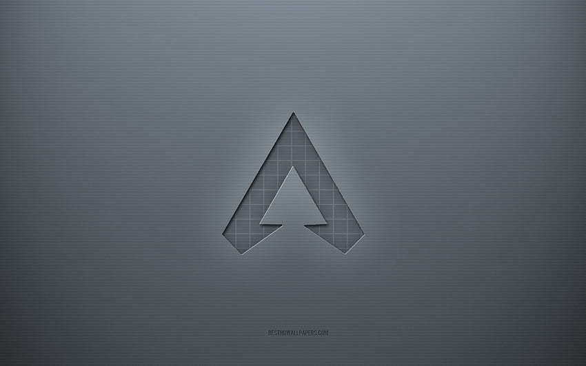 Apex Legendsのロゴ、グレーのクリエイティブな背景、Apex Legendsのエンブレム、グレーの紙のテクスチャ、Apex Legends、グレーの背景、Apex Legends 3dロゴ 高画質の壁紙