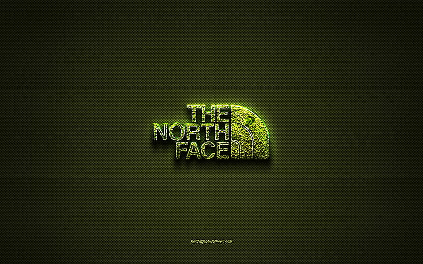 The North Face logo, green creative logo, floral art logo, The North Face emblem, green carbon fiber texture, The North Face, creative art HD wallpaper