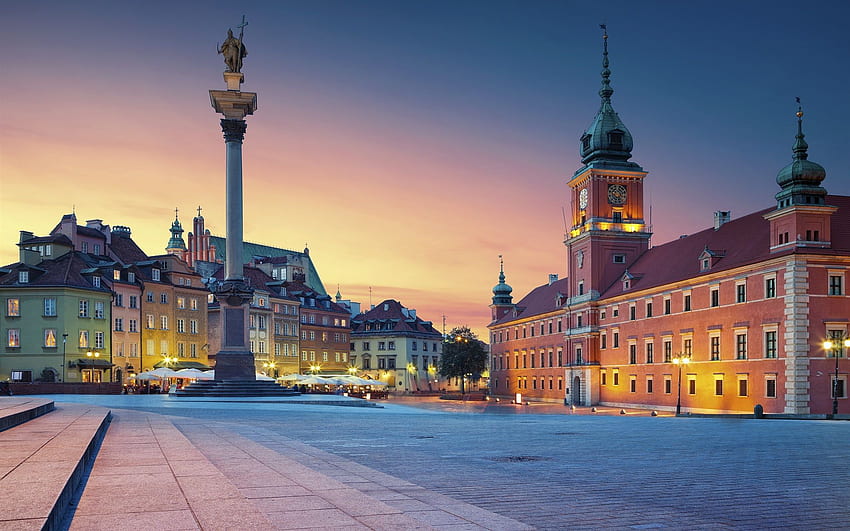 Palácio Real, Polônia, Varsóvia, noite papel de parede HD