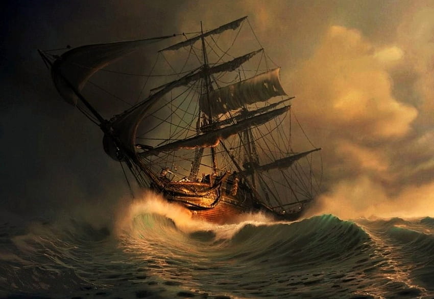 'Stormy seas'....., mare, nave, barca a vela, atomi Sfondo HD