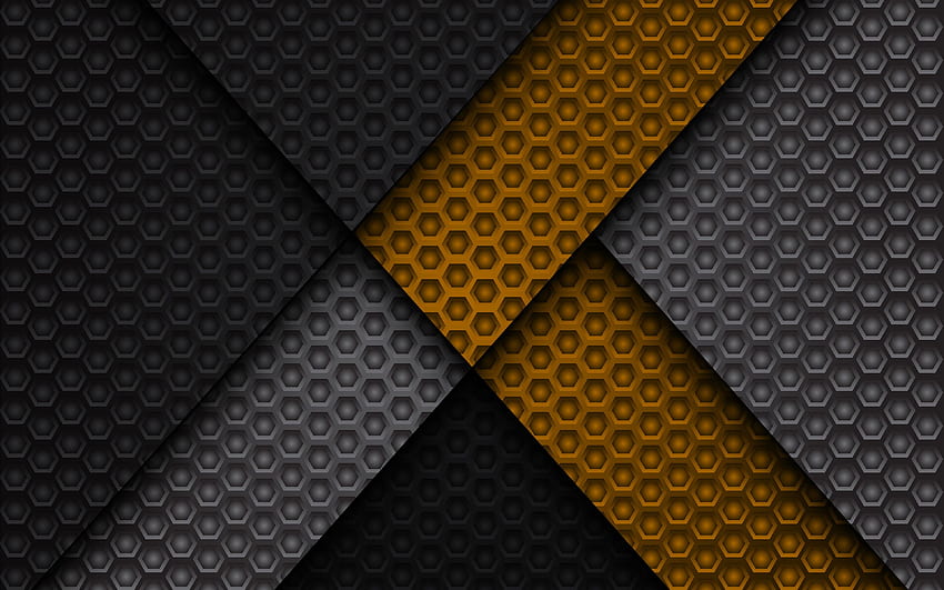 material design, metal grid pattern, black and yellow, lollipop, lines, geometric shapes, geometry, creative, strips, black background, abstract art for with resolution . High Quality HD wallpaper