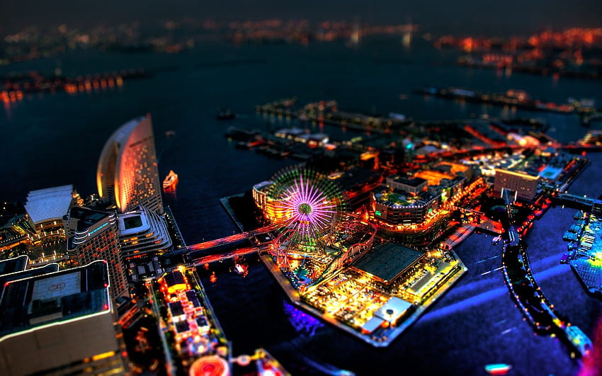 .wiki Gebäude Karneval Riesenrad Tilt Shift Yokohama HD-Hintergrundbild