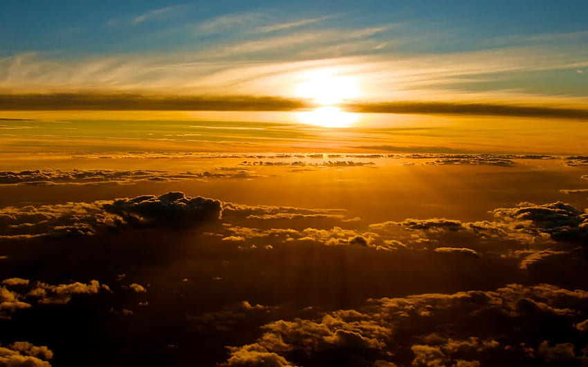 Golden sunset above the clouds HD wallpaper | Pxfuel