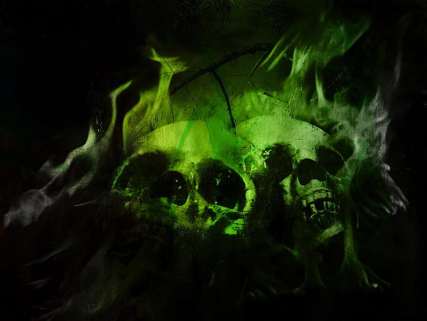 Skulls, Green Flaming Skull HD wallpaper | Pxfuel