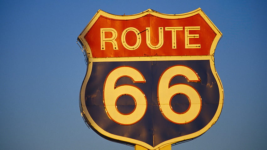ルート 66 サイン、クラシック、車、ルート、66、ネオン、サイン、歴史、アンティーク、道路、ヴィンテージ 高画質の壁紙