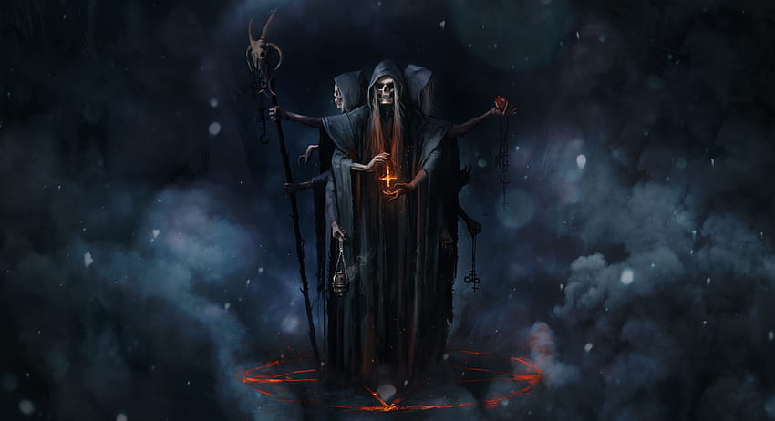 Skull reaper, death, fantasy, art HD wallpaper