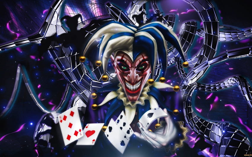 Oeuvre d'art de clown maléfique d'horreur sombre f. . 693571, Bleu Mal Fond d'écran HD