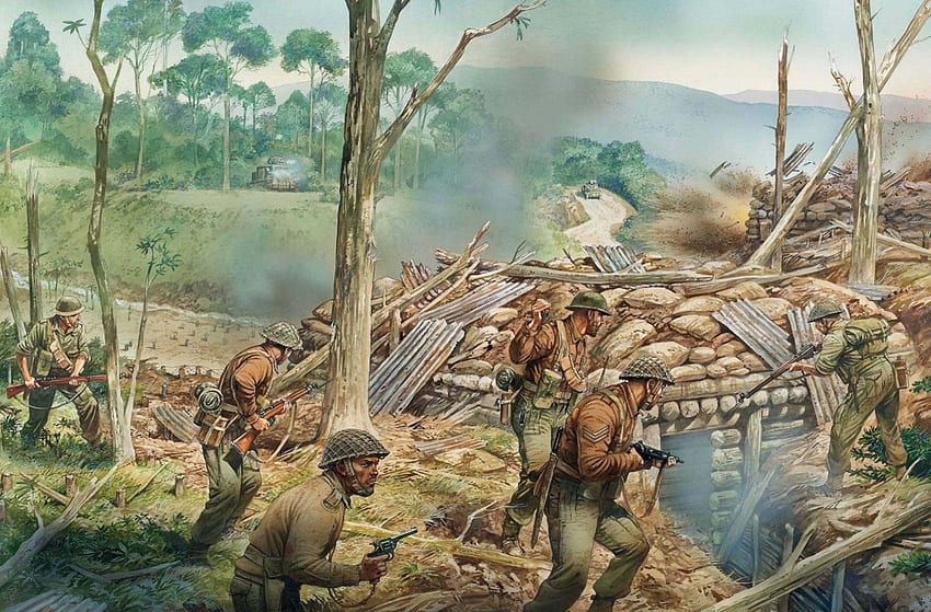 art men kohimskaya 1944. divisor de águas região birmanesa da índia entre reino unido, japonês 2ª guerra mundial papel de parede HD