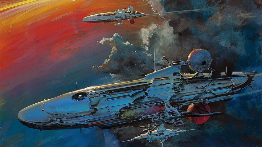 Artwork Raumschiffe Weltraum Konzeptkunst Fantasy Science Fiction Vintage, Retro Sci-Fi HD-Hintergrundbild