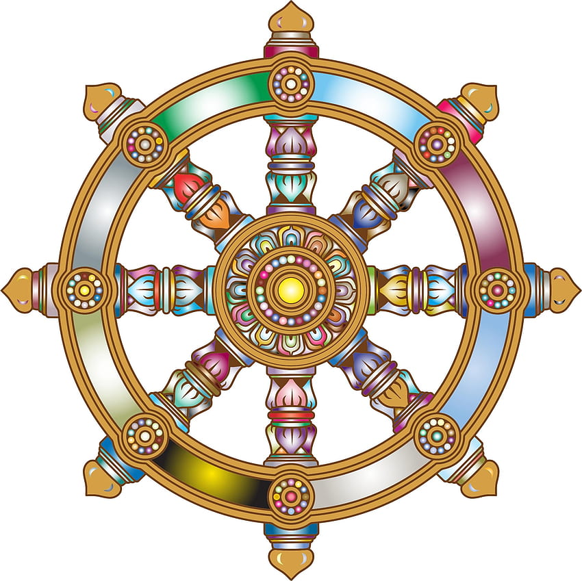 Prismatic Ornate Dharma Wheel 3 Icon PNG - PNG e ícones papel de parede HD