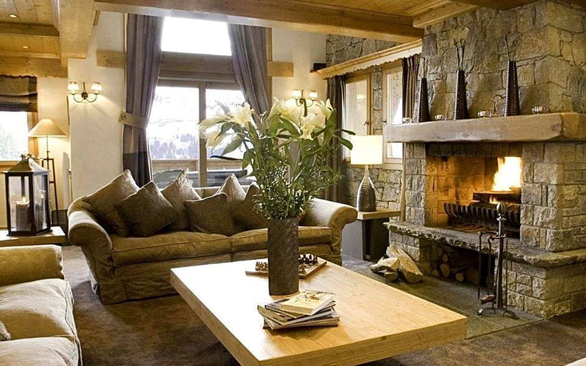 Sala de estar, quarto, interior, casa, casa papel de parede HD