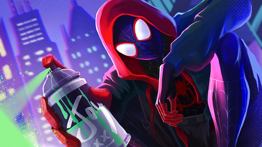 Spiderman Miles Morales con risoluzione vernice spray, e Sfondo HD