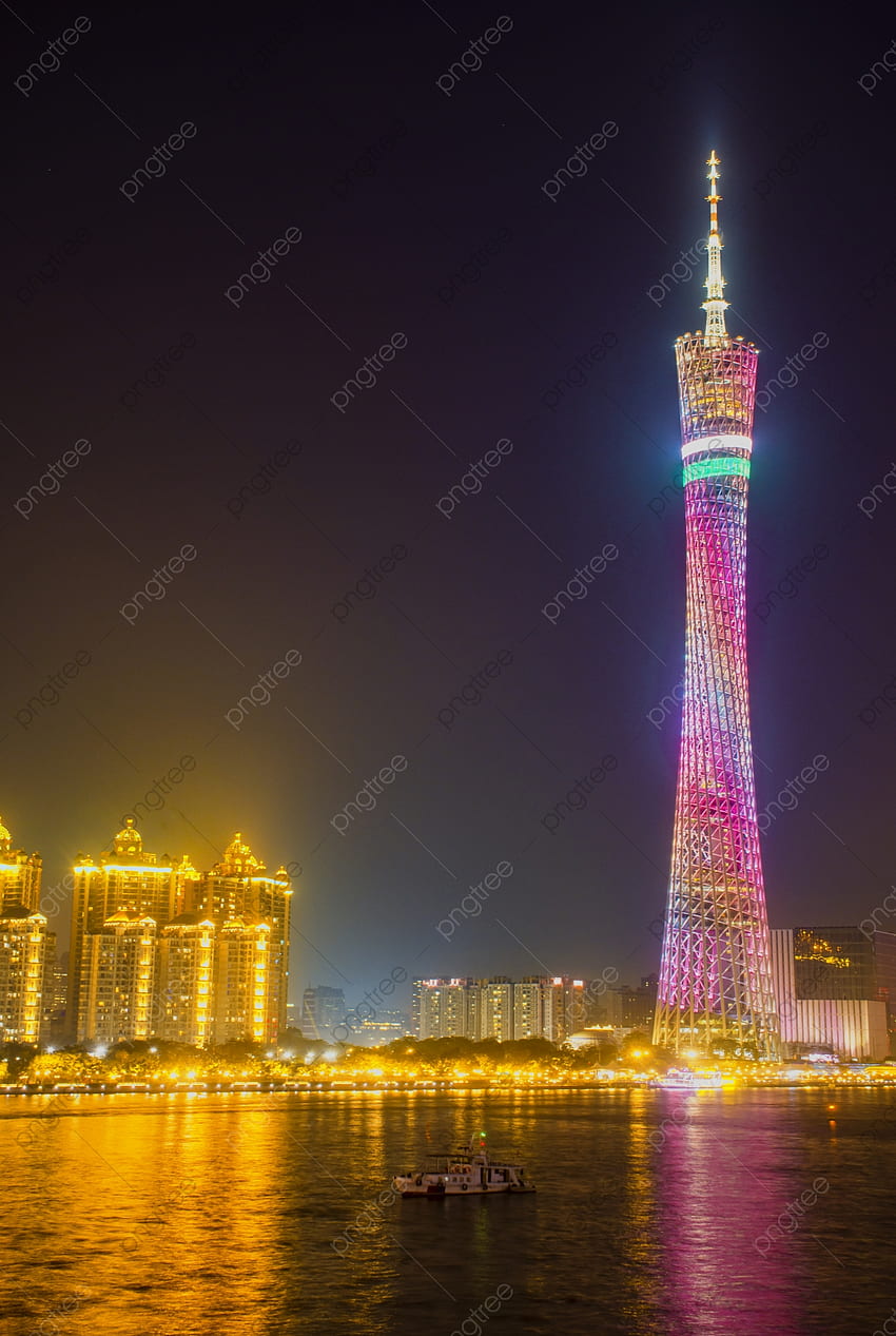 広州 カントン タワー Xiaomanyao 広州 新しい テレビ塔 ネットワーク HD電話の壁紙