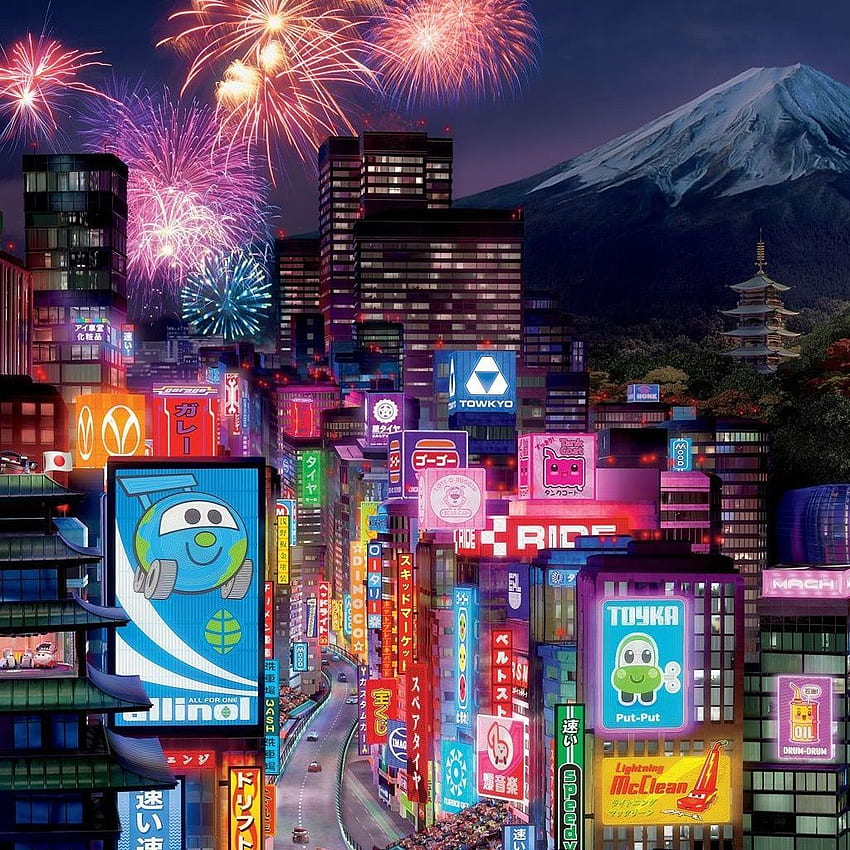 Tokyo City In Cars 2 . Anime & Cartoons HD phone wallpaper