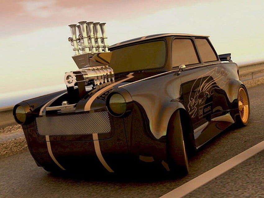 Trabant, modificaton, car, cars, automobil, tuning, brown, cool, auto HD wallpaper