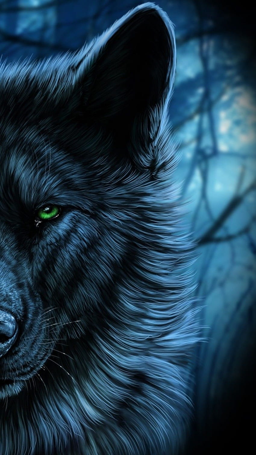 Wolf, Majestic, Green Eyes for iPhone HD 전화 배경 화면