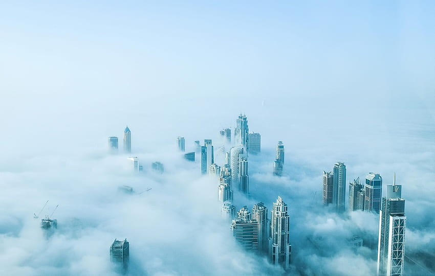 두바이 항공 빌딩 스카이스크래퍼 아랍 에미레이트 안개 도시 - 해상도: HD 월페이퍼