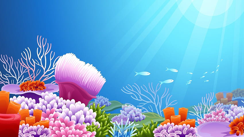 Pod powierzchnią morza, podwodna kreskówka Tapeta HD