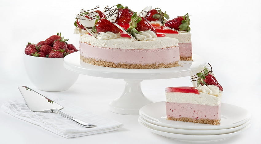 * Gâteau aux fraises *, sucré, fraise, délicieux, nourriture, gâteau, crème Fond d'écran HD