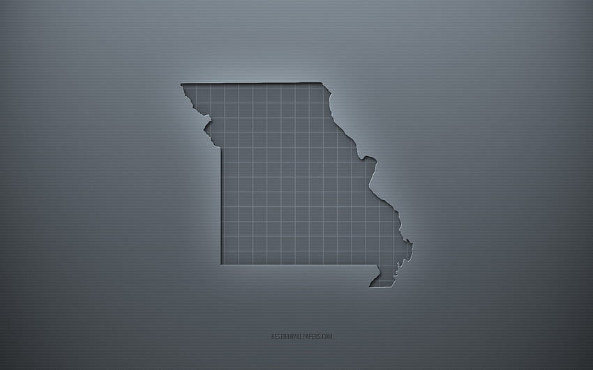 Missouri map, gray creative background, Missouri, USA, gray paper texture, American states, Missouri map silhouette, map of Missouri, gray background, Missouri 3d map HD wallpaper