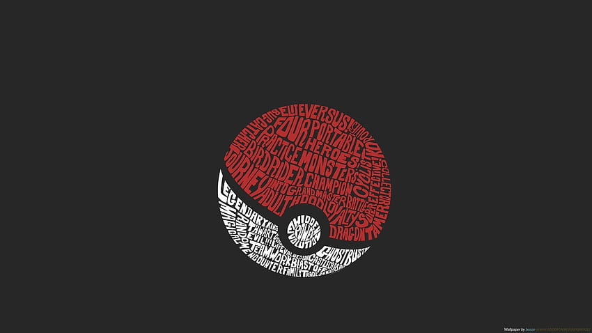 Pokemon minimalistic dark typography caligraphy pokeball, Red Pokeball HD wallpaper