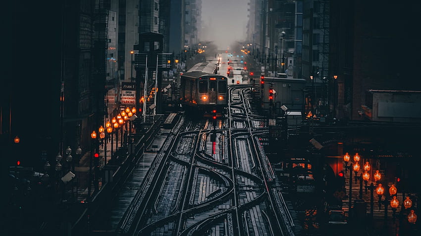 Chicago, USA, morning, train station ,, Night Train HD wallpaper