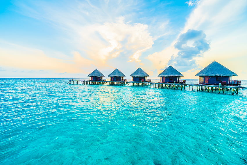 Maldives Beach, L'Eau, Été, Ciel, Mer, Stations Fond d'écran HD
