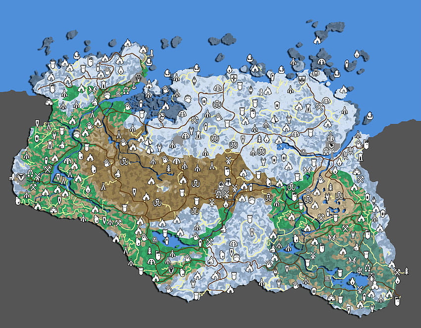 c​o​m​p​l​e​t​e​d​ ​m​a​p​ ​o​f​ ​s​k​y​r​i​m, Skyrim Map HD-Hintergrundbild