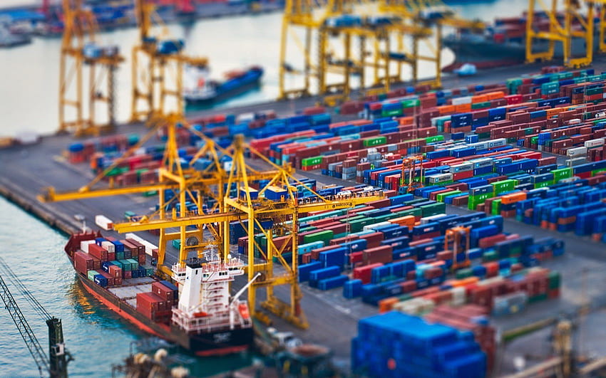 Kippverschiebung, Hafen, Containerschiff / Frachtschiff HD-Hintergrundbild