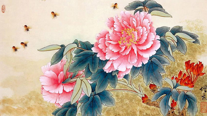 Chinese Flower - Traditional Japanese Art Flowers - -, Traditional Painting  HD wallpaper | Pxfuel