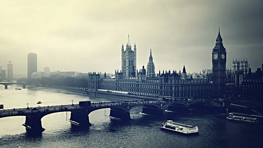 london black and white aerial view big ben, Background HD wallpaper