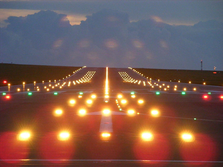 Runway, Airport Night HD wallpaper