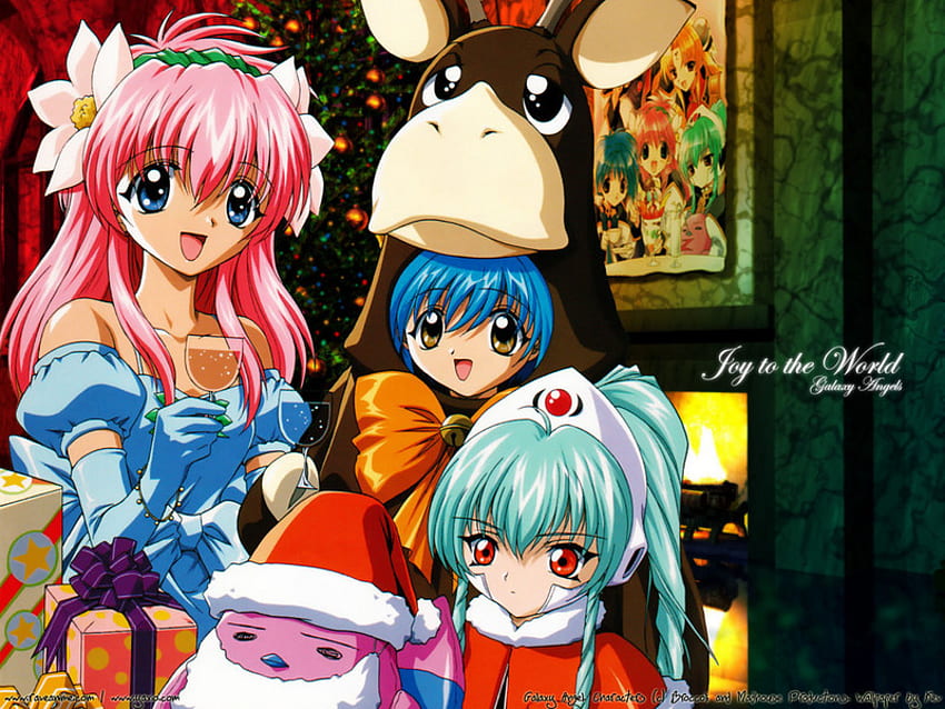 Galaxy angels at chirstmas time!XD!, , anime, cute grils, christmas scene HD wallpaper