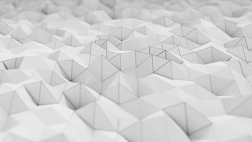 White polygonal surface waving with DOF. Abstract geometrical modern HD wallpaper