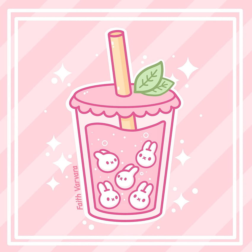 ピンク. Dibujos lindos kawaii, Dibujos lindos de comida, Dibujos lindos de animales kawaii, Bubble Tea Anime fondo de pantalla del teléfono