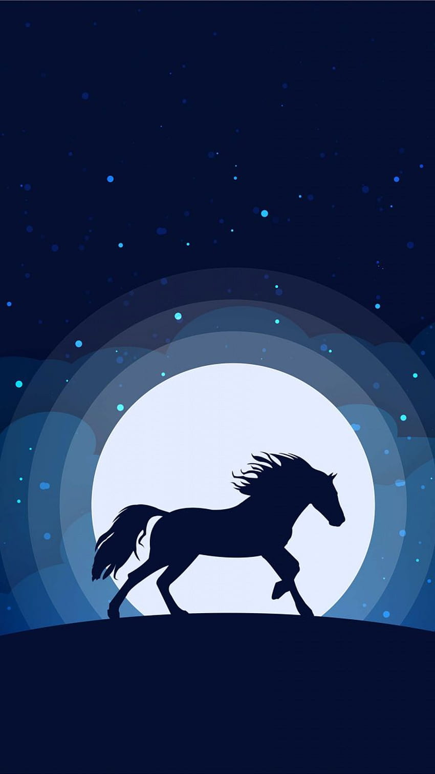 Horse, moon, silhouette, blue dark, minimal, . Horse , Horse silhouette, Animal, Horse Minimalist HD phone wallpaper