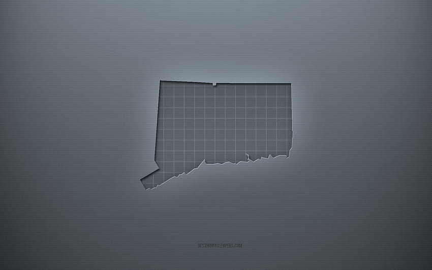 Connecticut haritası, gri yaratıcı arka plan, Connecticut, ABD, gri kağıt dokusu, Amerika eyaletleri, Connecticut harita silueti, Connecticut haritası, gri arka plan, Connecticut 3d harita HD duvar kağıdı