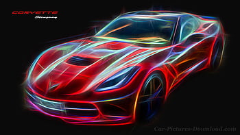 Corvette, Auto, Licht, Bunt, Schaten, Cool, Hintergrund, Gebeude