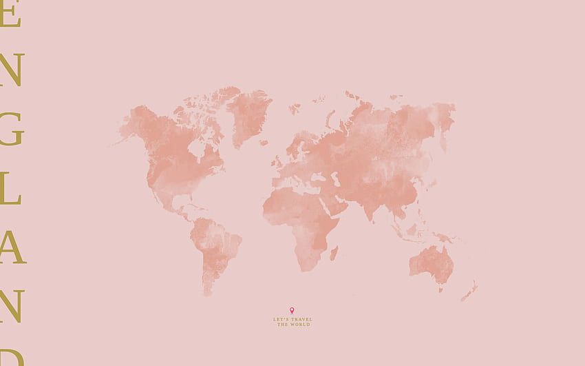 Карта на света Минимална нова розова руж пастелна карта на света на Англия HD тапет