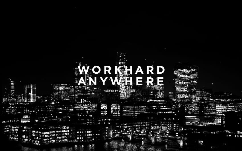 Work Hard Anywhere—White Stairs, Black and White Skyline HD wallpaper