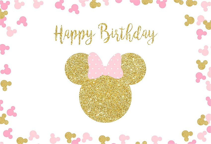 Pink Minnie Mouse Background White Gold Hapy Birtay graphy Backdrop ft Polka Dot Bow Golden Minnie Head Baby Shower Backdrops for Girls Custom Name Vinyl graphic Background : Electronics, Cute Minnie Mouse Glitter HD wallpaper