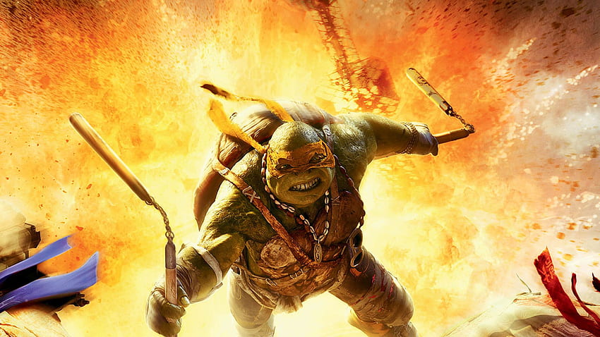 Tmnt Michelangelo Fighting In Explosion, Movie Explosion HD wallpaper