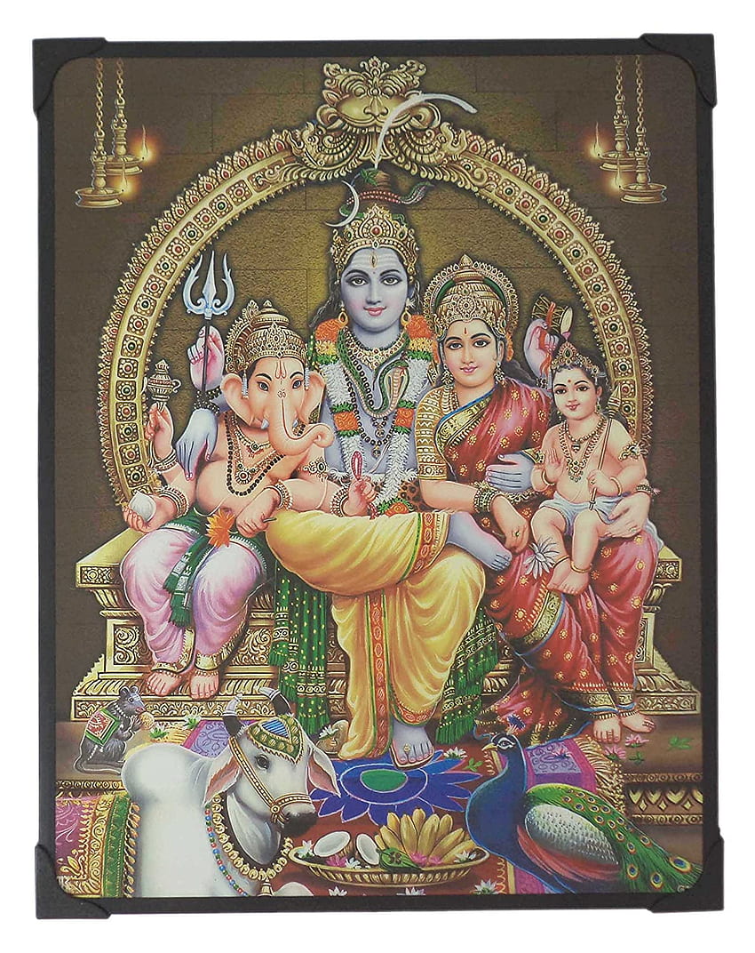 Moldura de miçangas da família Lord Shiva (29 cm x 22,5 cm x 1 cm) / shivan siva parvathy parvati vinayagar pillaiyar ganesha ganpati ganpathi ganesh murugan kuber kubera kuberar ashta, Vinayagar Murugan Papel de parede de celular HD