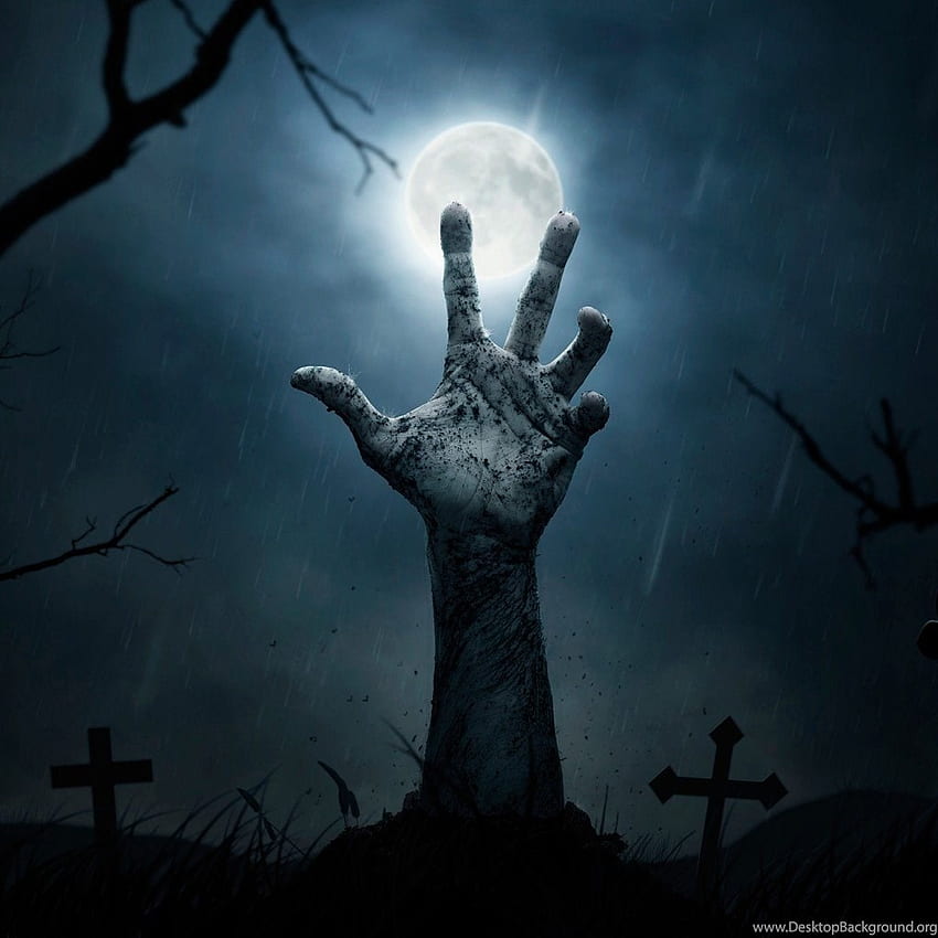 Halloween, Horror, Noite, Lua, Cemitério. Fundo, Cemitério Assustador Papel de parede de celular HD